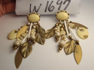 Pendientes de clip vintage Chipita colgantes/gotas color crema años 80 - Imagen 1 de 19