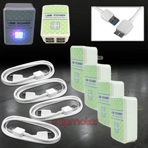 4X 4 USB PORT WALL ADAPTER+6FT MICRO 3.0 SYNC CABLES WHITE FOR GALAXY S5 NOTE 3 - Photo 1 sur 1