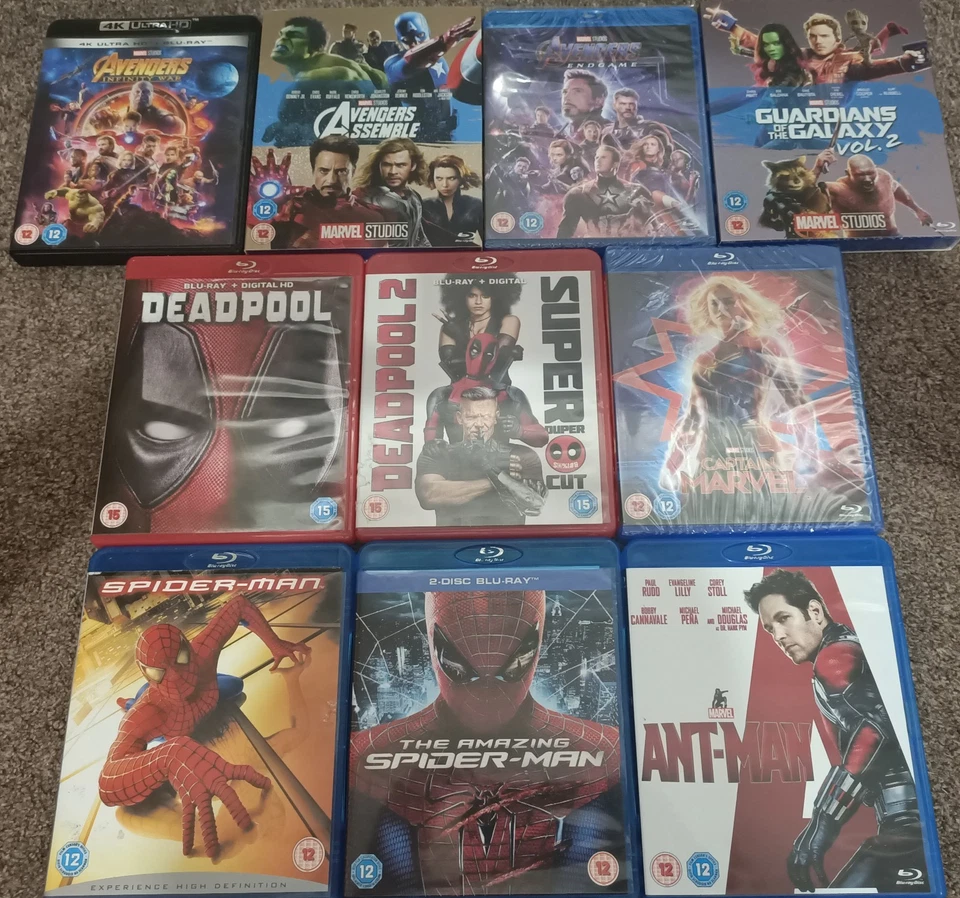 Blu Ray Bundle x 10 Superhero Films Marvel Some Sealed Avengers Infinity War 4K - Image 1 of 1