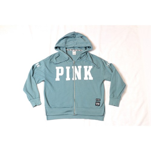 UNDERCOVER Felpa con cappuccio Victorias secret ROSA blu full zip donna piccola y2k anni 2000
