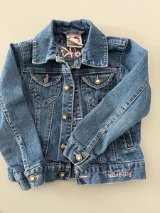 Hello Kitty Denim Jacket Girls Small Sanrio Embroidered Patches - Picture 1 of 11