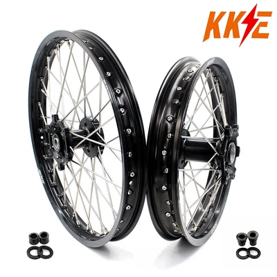 KKE 21/18  Wheels for SUZUKI  DRZ400SM 2005-2025 DRZ400 DRZ400E/S BLACK CNC - Image 1 of 4