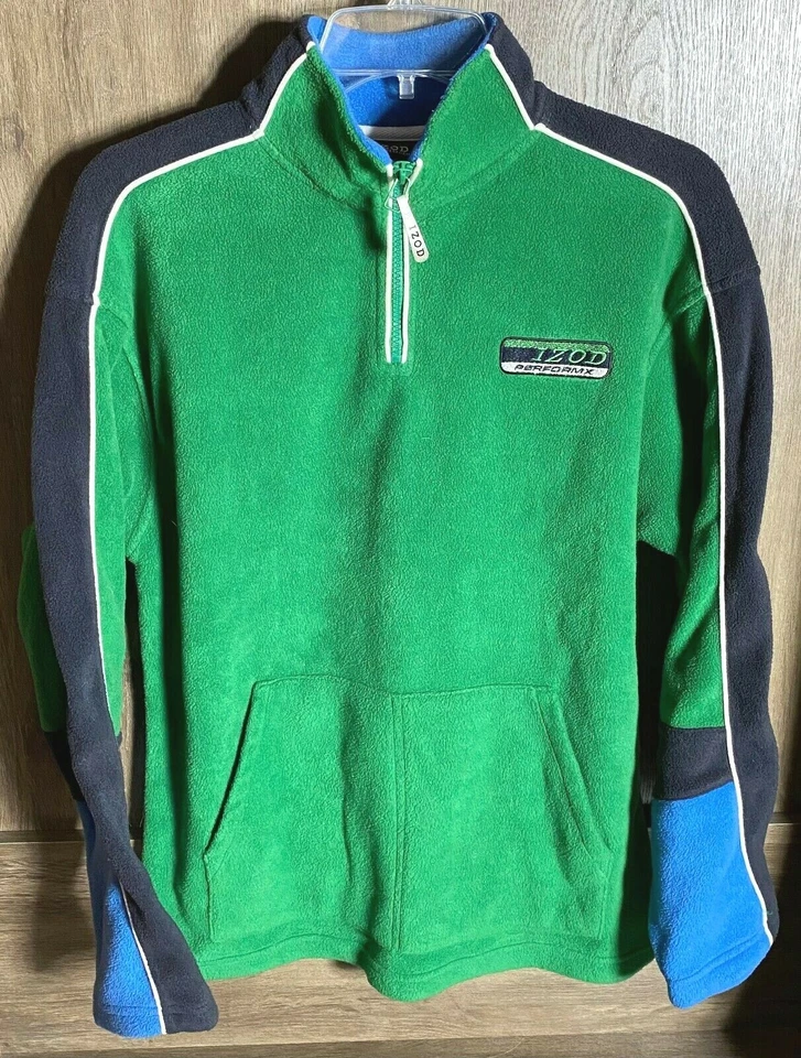 Izod PerformX 1/4 Zip Green Fleece Pullover Sweatshirt Kids Boy Size Large 14-16 - Image 1 of 4