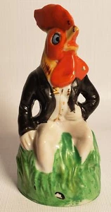 Vintage 1940s Rooster Bell Tuxedo Suit 5" Hand Painted Wired Clacker Japan A40 - Picture 1 of 5