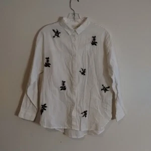 Zara Girls Collection Women's Size 13/14 Long Sleeve Button Up White Shirt With - Picture 1 of 5