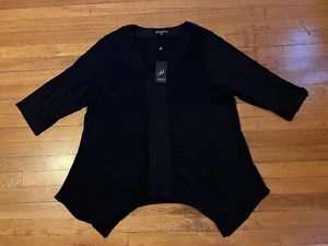 Adrianna Pappell 3/4 Sleeve Blouse Women’s 3XL Black Embroidered - Picture 1 of 13
