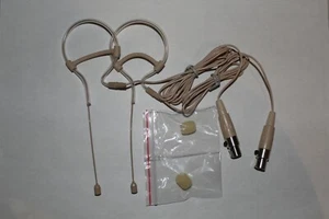 2 x Single Earhook Headset Microphone for Shure Wireless-TA4F Beige *NEW* - Picture 1 of 6