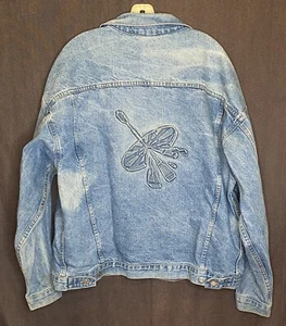 Vintage TYCA Denim Jeans Jacket, Embossed with Shattering Dartboard, XL, Darts - Picture 1 of 7