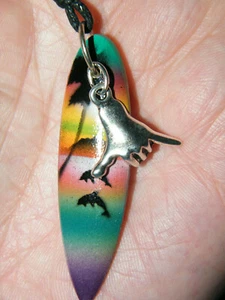 HANG LOOSE BRO Necklace Shaka Hand Gester Hawaii SURF BOARD Choker 16"- 28" NEW! - Picture 1 of 11