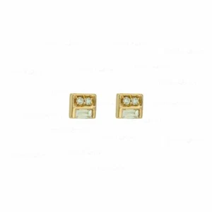 14K Gold Natural Round Baguette Diamond Square Studs Earrings-Jewelzofny - Picture 1 of 5