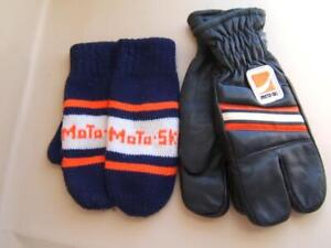 2 VINTAGE  MOTO-SKI SNOWMOBILE MITTENS & GLOVES LADIES SIZE LARGE MADE IN CANADA