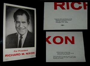 POSTER ORIGINALE 1968 RICHARD NIXON COMITATO NAZIONALE REPUBBLICANO 22 1/2" X 34" - Foto 1 di 4