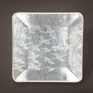 Vintage Designed Aluminum Hammered Square Tray with Flying Geese - Picture 1 of 9