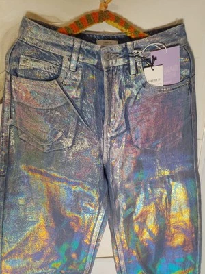 美丽五颜六色的虹彩宽松牛仔裤,全新带标签,尺寸 25。 — 第 1/4 张图片