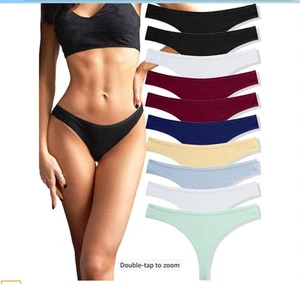 10 pack Cotton Thongs for Women Breathable Low Rise Bikini Lady Panties Women... - Picture 1 of 5