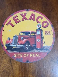 LETRERO GASOLINA TEXACO BOMBA PLACA GASOLINERA ACEITE 7 3/4" X 7 3/4" - Imagen 1 de 2