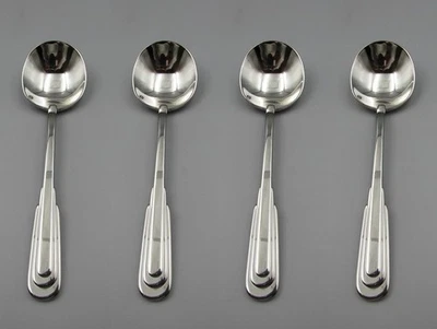 Oneida Stainless Flatware CITYSCAPE Bouillon Spoons - Set of Four New - Image 1 of 3