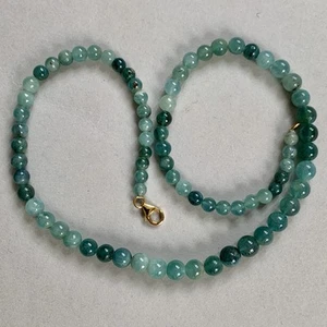 "Collar de cuentas de jade broche de oro de 14 quilates jadeíta 18"" 46 cm 585 14K" - Imagen 1 de 10