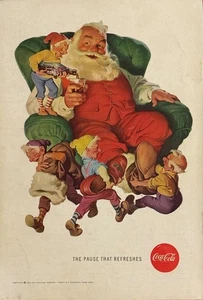 Coca Cola Print Ad Christmas 1960 Santa Claus Coke Elf The Pause That Refreshes - Picture 1 of 1