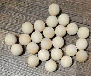 24 Natural Unfinished Solid HardWood Wood Wooden 1"  Balls Crafts /Game NEW  - Picture 1 of 3