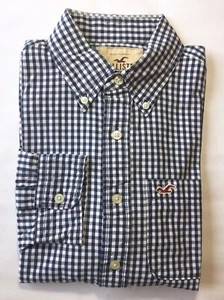 Hollister Men’s Long Sleeve Button Down Shirt Blue White Check M - Picture 1 of 10