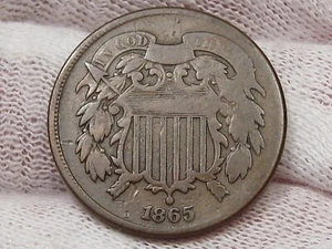 Civil War ERA 1865 US 2¢ Two Cent Piece. #9 - Picture 1 of 6