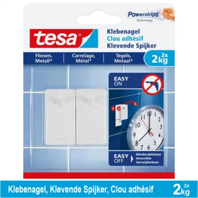 Tesa ,Klebenagel, Klevende Spijker, für Fliesen & Metall, 2 x 2kg Set mit 2 St