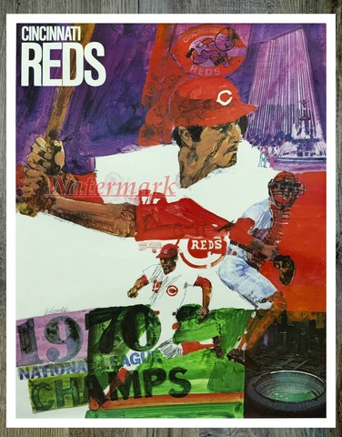 Vintage MLB Cincinnati Reds REPRINT Art Poster Picture Color 8 X 10 Photo Cover