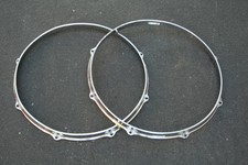 Gretsch Vintage 14" 8 Hole Die-Cast Chrome Over Brass Snare Rims Hoops Pair 60's