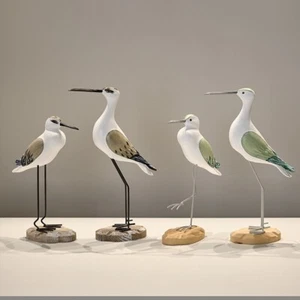 2pcs Natural Wooden Seagull Figurines Nautical Coastal Bird Statue Home Decor - Bild 1 von 10