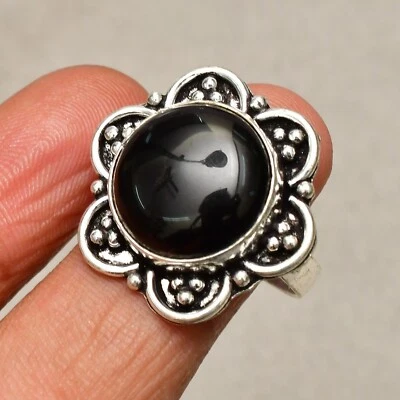 Anillo de joyería de plata esterlina 925 con piedras preciosas de ónix negro ... - Imagen 1 de 4