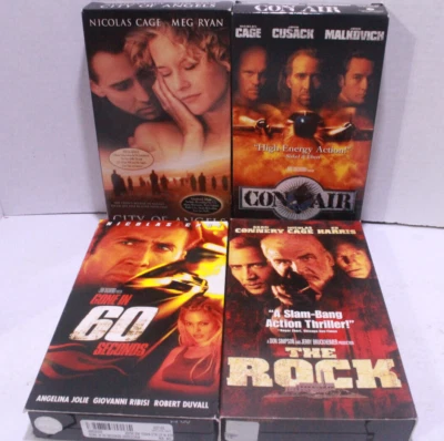 Lot Of 4 Nicolas Cage VHS Tapes Movies, The Rock 60 Seconds Con Air Angles - Image 1 of 4
