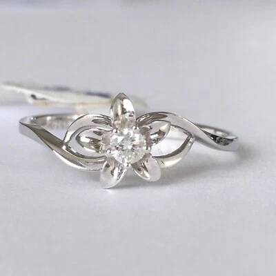 Q72-6, New 14k Solid White Gold W/G Genuine Diamond Ring, SZ-7, NWT - Image 1 of 4