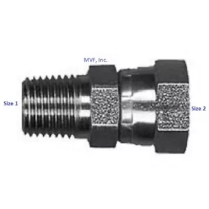 1/4" Male NPT x 1/4" Female NPSM Pipe Swivel Straight Adapter Steel 1404-04-04 - Picture 1 of 3