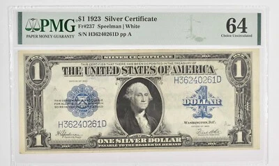 $1 1923 Silver Certificate - Large Note - PMG - 64 Choice UNC Fr# 237 *1006 - Image 1 of 3