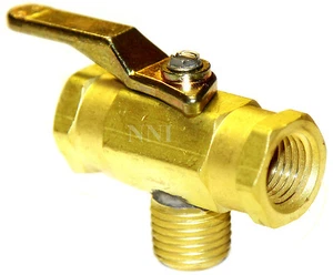 1/4" NPT 3 WEGE MINI MESSING KUGELVENTIL 500 PSI L PORT für Heizöl, Gas oder Wasser - Bild 1 von 7