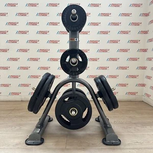 Placas de pesas olímpicas Pulse Fitness Tri Grip 167,5 kg con estante de almacenamiento - Imagen 1 de 10