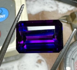 FINEST 7.50 Carat + Natural Amethyst Emerald Cut 14mm X 10mm Gemstone ๐ Brazil - Picture 1 of 7