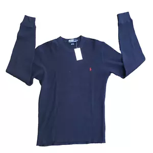 NWT Polo Ralph Lauren Waffle Knit Long Sleeve Thermal Shirt Men Small Blue - Picture 1 of 9