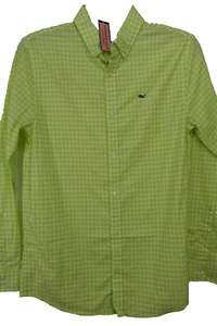 Nwt Vineyard Vines Boys Green On The Go Brrr Performance L/S Button Down Shirt L - Picture 1 of 5