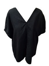 Ladies PRIMARK Black V Front & Back Short Sleeve Top U.K. 14 T7006
