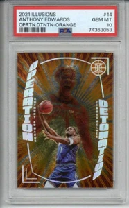2021 PANINI ILLUSIONS OPERATION DETONATION ORANGE ANTHONY EDWARDS PSA 10 POP 1 - Picture 1 of 2