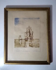 Halfred Tygesen Art: A Dutch Fishing Boat (1890-1951) Danish Canada SIGNED Sail - Picture 1 of 16