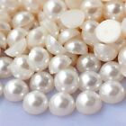 Imitations perles à dos plat blanc ivoire - vêtement nail art perles en plastique 1 paquet