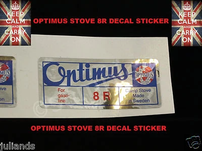 TILLEY LAMPS AND STOVES LTD CALCOMANÍA DE REPUESTO OPTIMUS ESTUFA 8R PEGATINA DE QUEROSENO ESTUFA PRIMUS ESTUFA