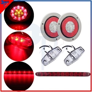 2x4''16Led Red Yellow Round Tail Light+2x Red Light+Light Bar For Pickup Truck - Imagen 1 de 10