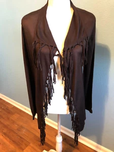 One World brown tassel fringe open cardigan - Picture 1 of 8