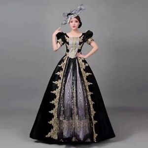 Women Medieval Marie Antoinette Rococo Victorian Long Dress Mary Party Costume