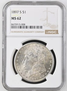 1897 S Morgan Silver Dollar NGC MS-62 - Picture 1 of 2