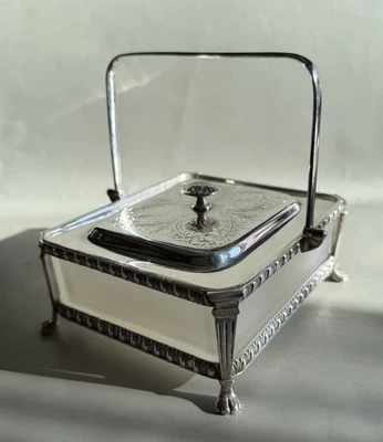 Antiga caixa de sardinha de prata vitoriana - Imagem 1 de 4